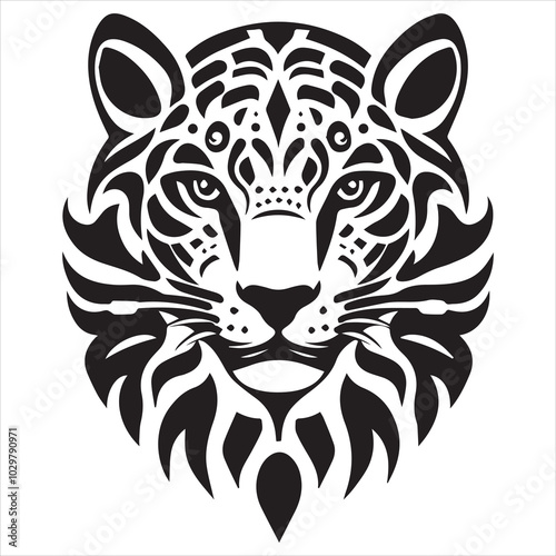 simple logo of the the lateral view of a maya draw jaguar head on a minimalist mayan aesthetic, on a white background