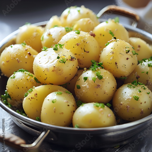 bowl of boiled potatoes photo