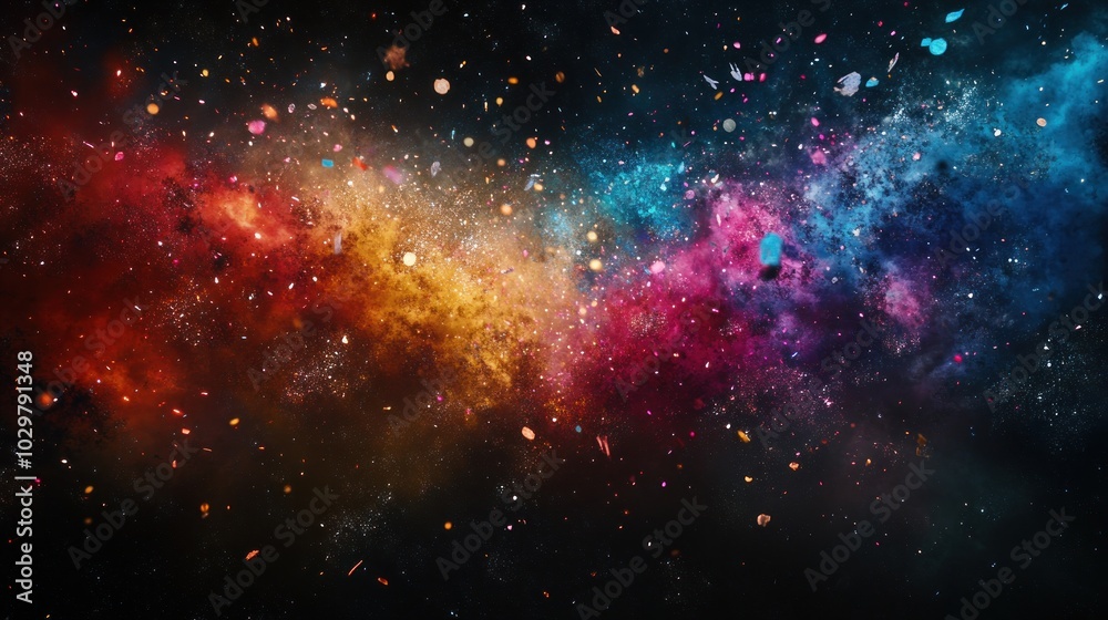 Fototapeta premium A vibrant and colorful nebula swirls with stars and dust in the dark depths of space.