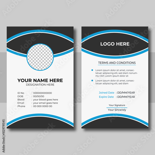 professional corporate id card template, clean id card design