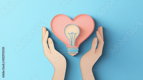 Light Bulb in Heart Shape for Inspiration Concept