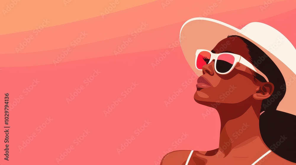 Discover the elegance of fashion through this minimalist silhouette of a woman in sunglasses and a chic hat. Discover the elegance of fashion through this minimalist silhouette of a woman in sunglasses and a chic hat.