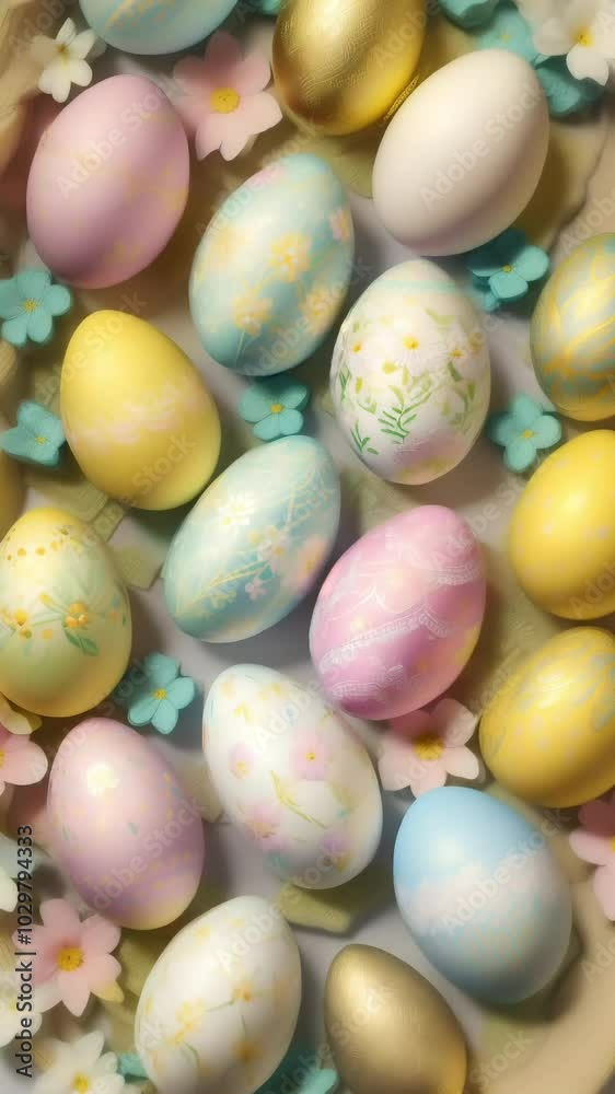 Easter pattern with pastel-colored eggs Easter pattern with pastel-colored eggs