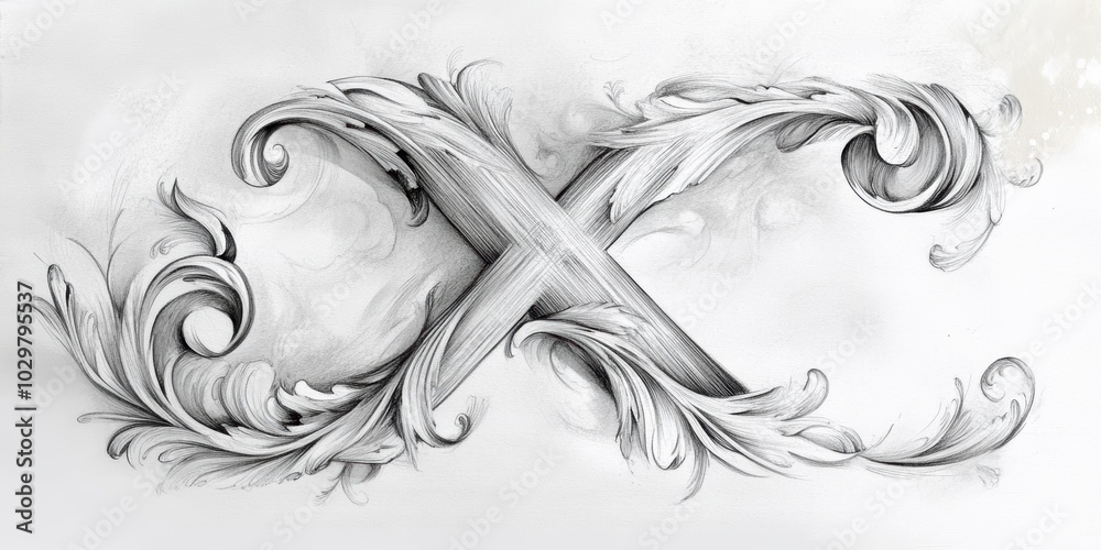 Fototapeta premium Pencil drawing of ornate, abstract design.