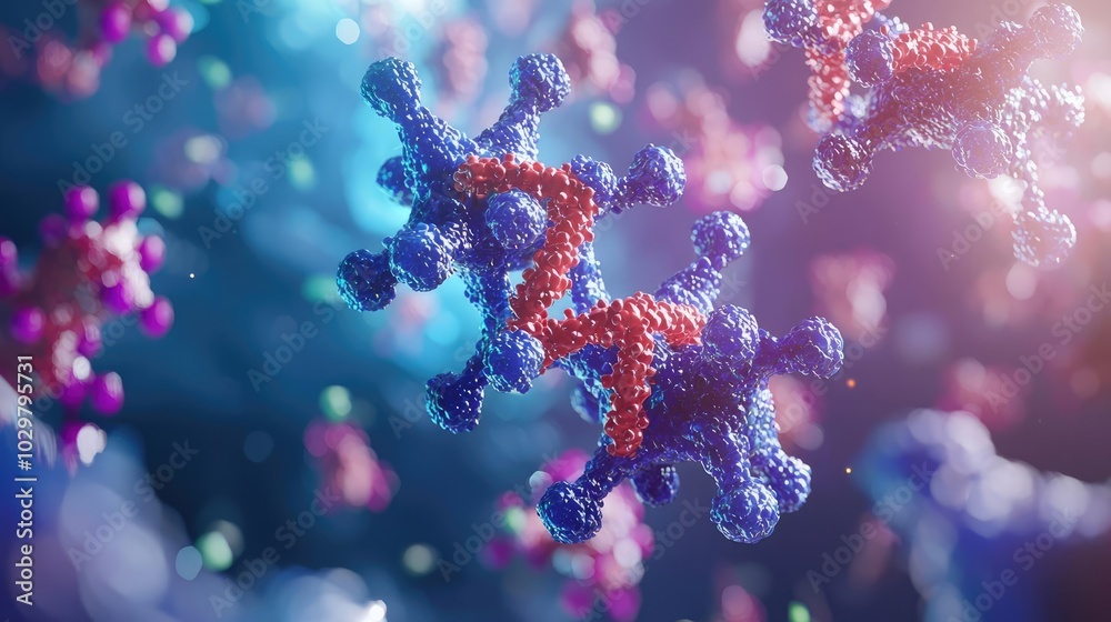 Colorful molecular structures on a vibrant background, ideal for scientific concepts. Colorful molecular structures on a vibrant background, ideal for scientific concepts.