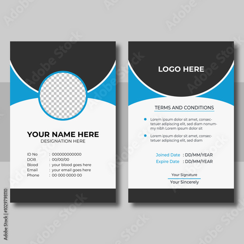 Blue modern new creative Business id card design template.