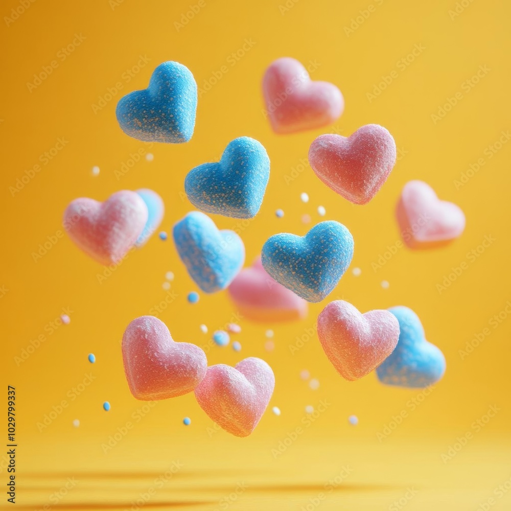 Colorful candy hearts on vibrant background Colorful candy hearts on vibrant background