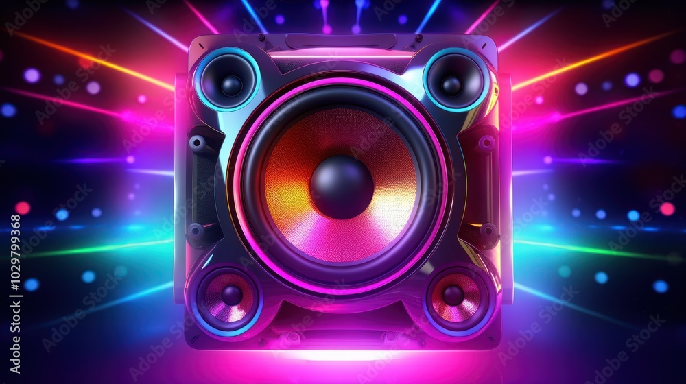 Loud Music Speaker with Neon Lights Loud Music Speaker with Neon Lights