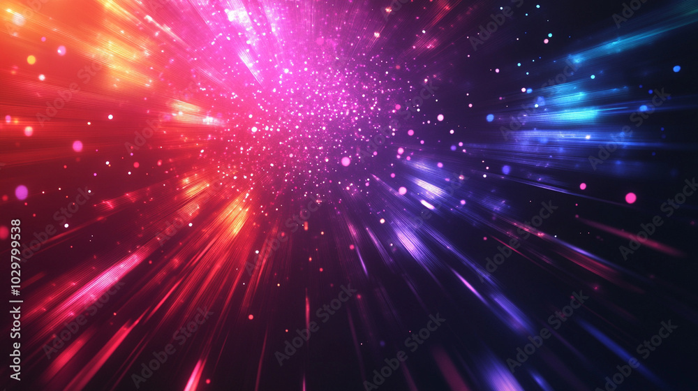 Fototapeta premium Abstract background in bright colors The lines of light spread out beautifully..