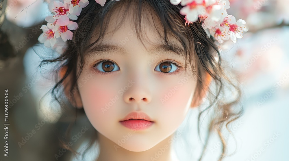 A girl under a cherry tree, adorned in blooms, embodies vibrant beauty and innocence in natures embrace. A girl under a cherry tree, adorned in blooms, embodies vibrant beauty and innocence in natures embrace.