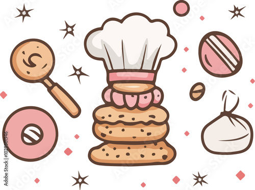 Cute cookie chef illustration