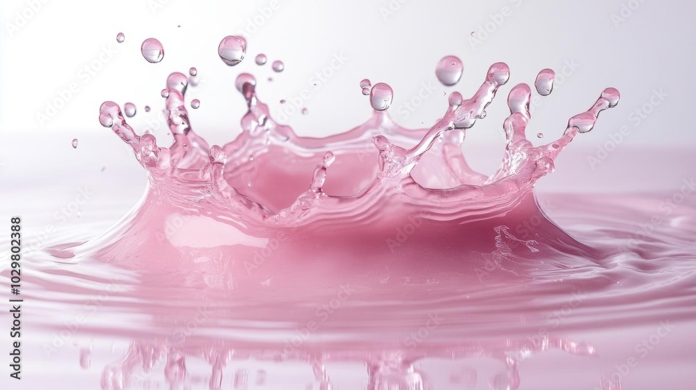 Pink water splash, white isolate background Pink water splash, white isolate background