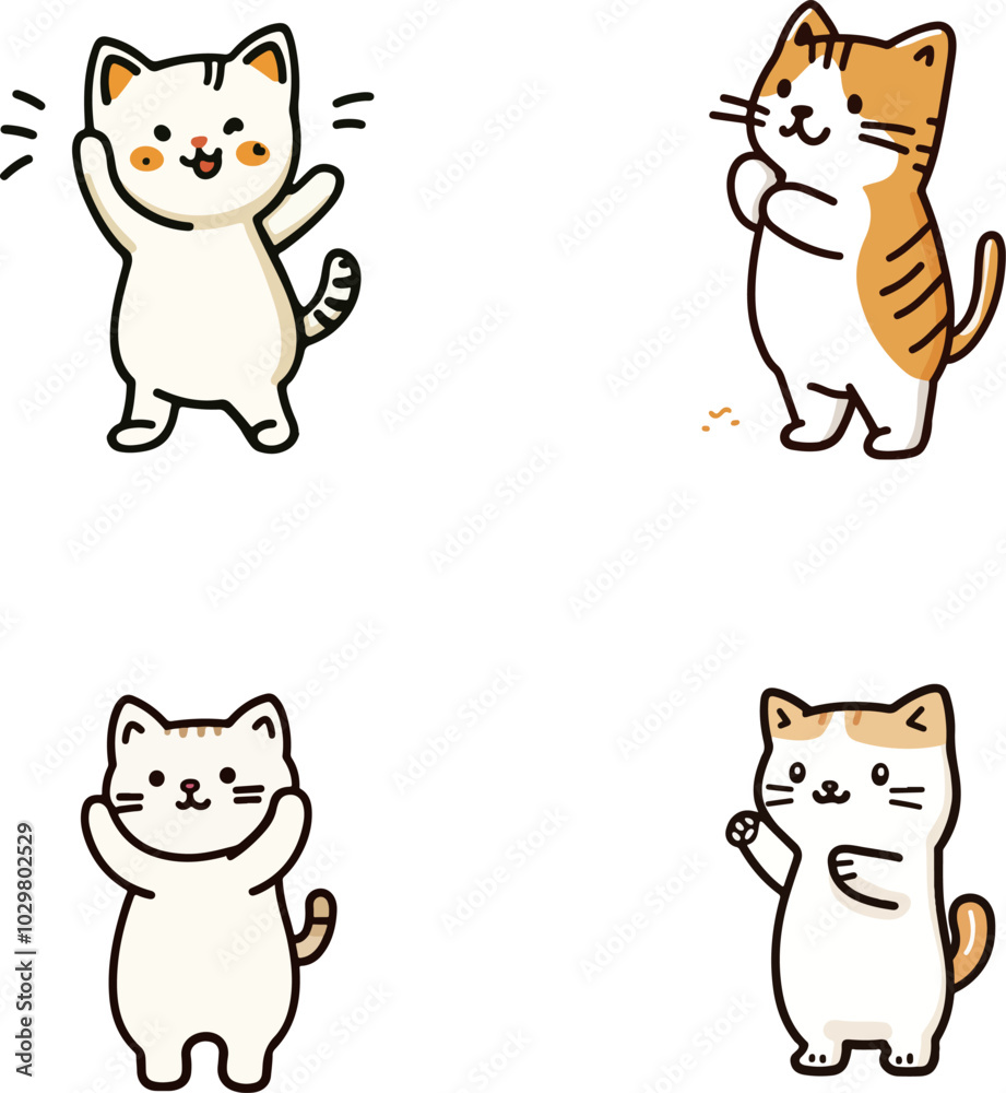 Cute cartoon cats in playful poses Cute cartoon cats in playful poses