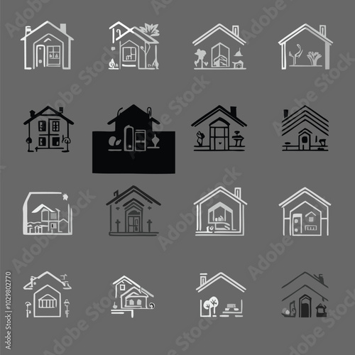 Set Icons about Home and Real Estate Vector illustration logo concept design