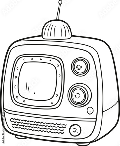 Retro Television Illustration - Vintage Black and White Vector Art