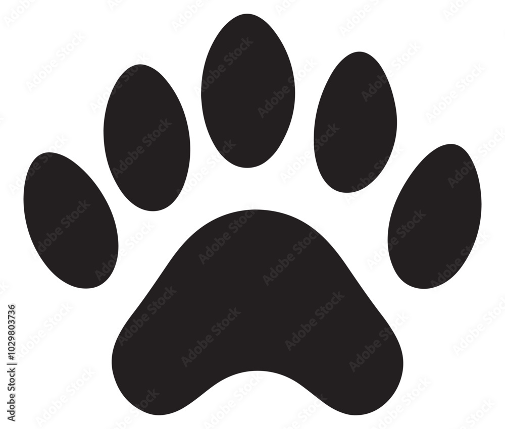Dog paw icon print vector silhouette. Tiger footprint icon Dog paw icon print vector silhouette. Tiger footprint icon