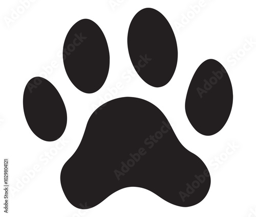 Dog paw icon print vector silhouette. Tiger footprint icon