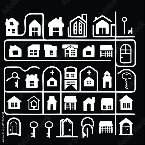 Set Icons about Home and Real Estate Vector illustration logo concept design