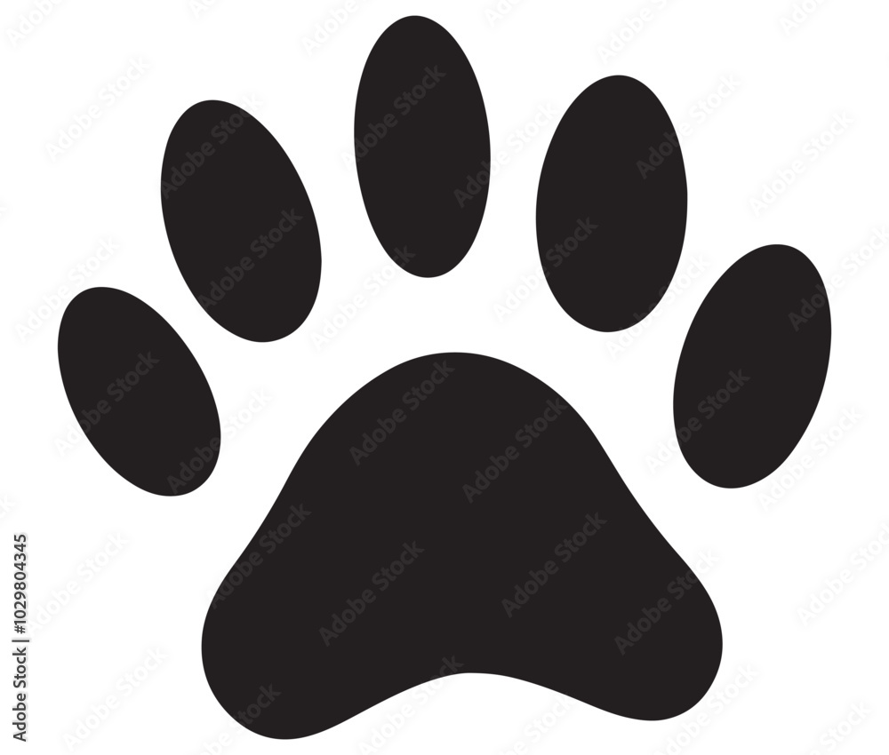 Dog paw icon print vector silhouette. Tiger footprint icon Dog paw icon print vector silhouette. Tiger footprint icon