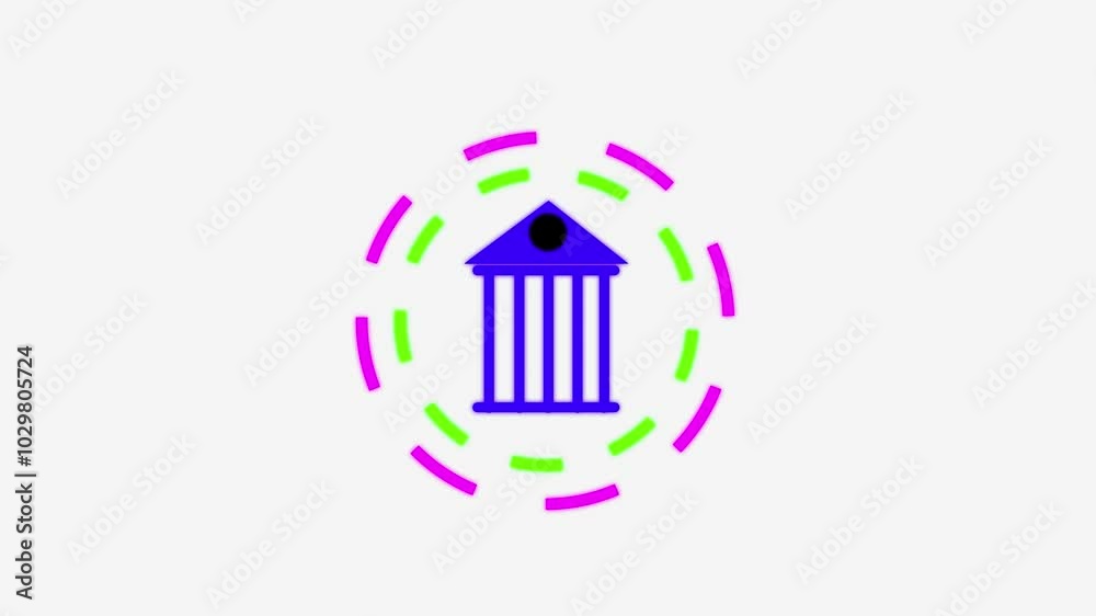 Bank building icon animation. Bank building icon animation.