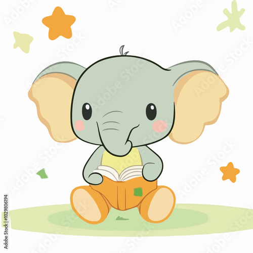 Cute baby elephant illustration