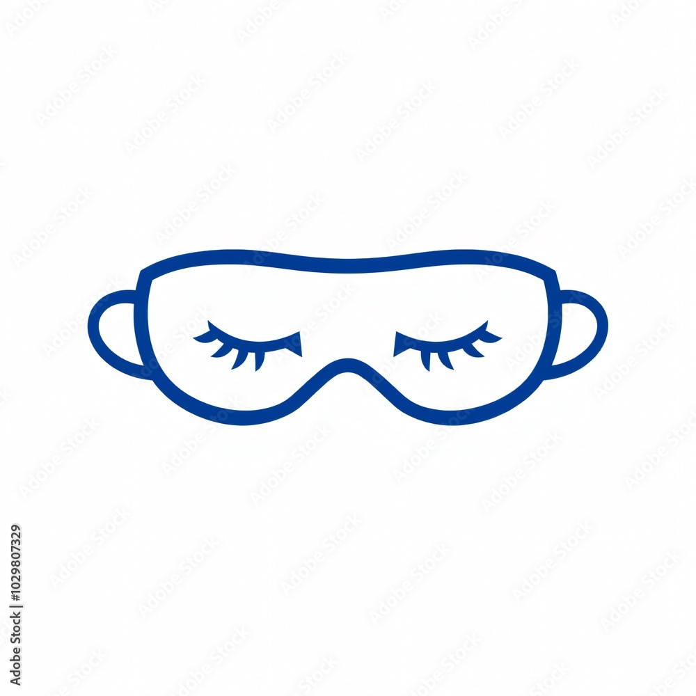 Blue sleep mask with closed eyes illustration designed for promoting relaxation and restful sleep in various environments Blue sleep mask with closed eyes illustration designed for promoting relaxation and restful sleep in various environments