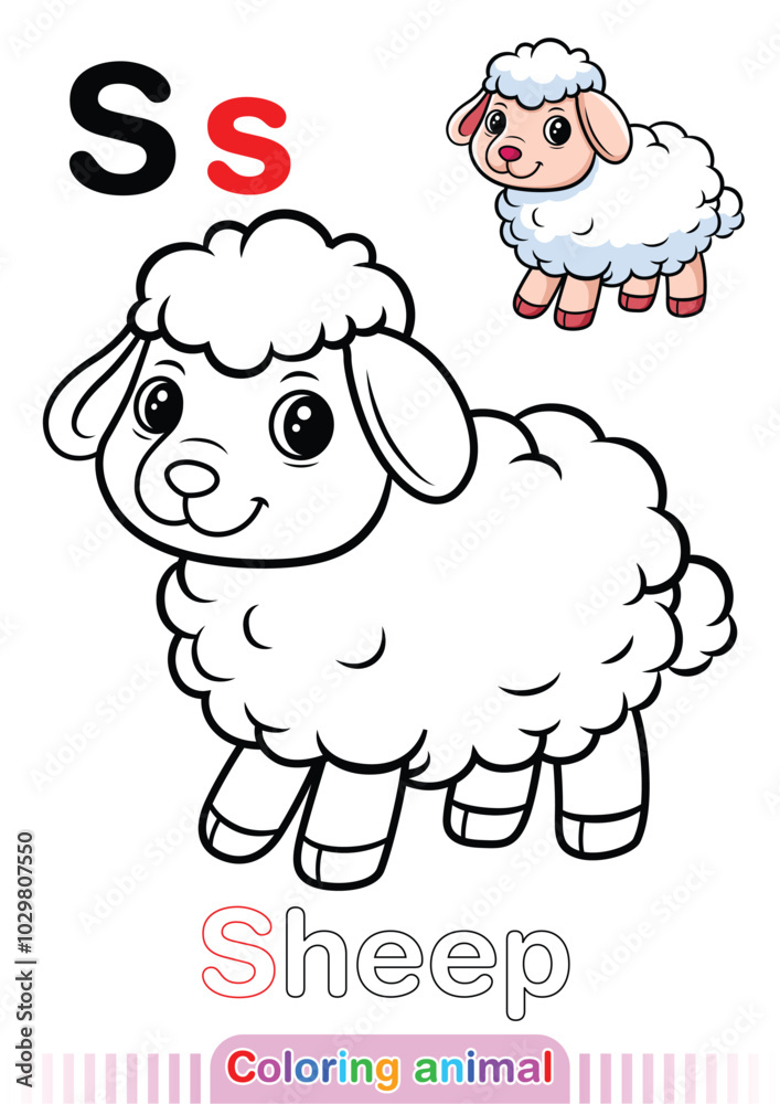 Coloring Page Sheep. Letter S Coloring Page Sheep. Letter S