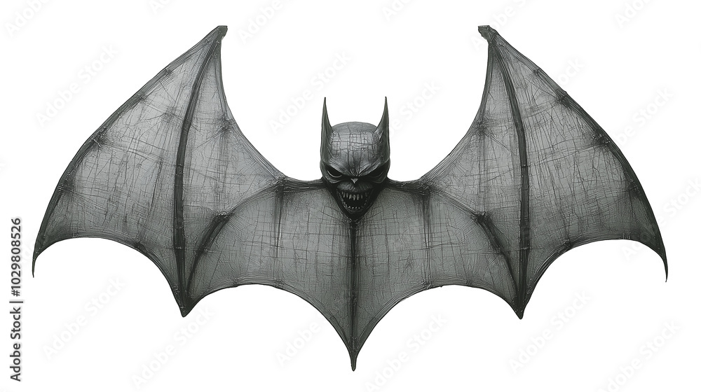 A bat with a black face and a black wing. The wing is very long and the bat is very small A bat with a black face and a black wing. The wing is very long and the bat is very small