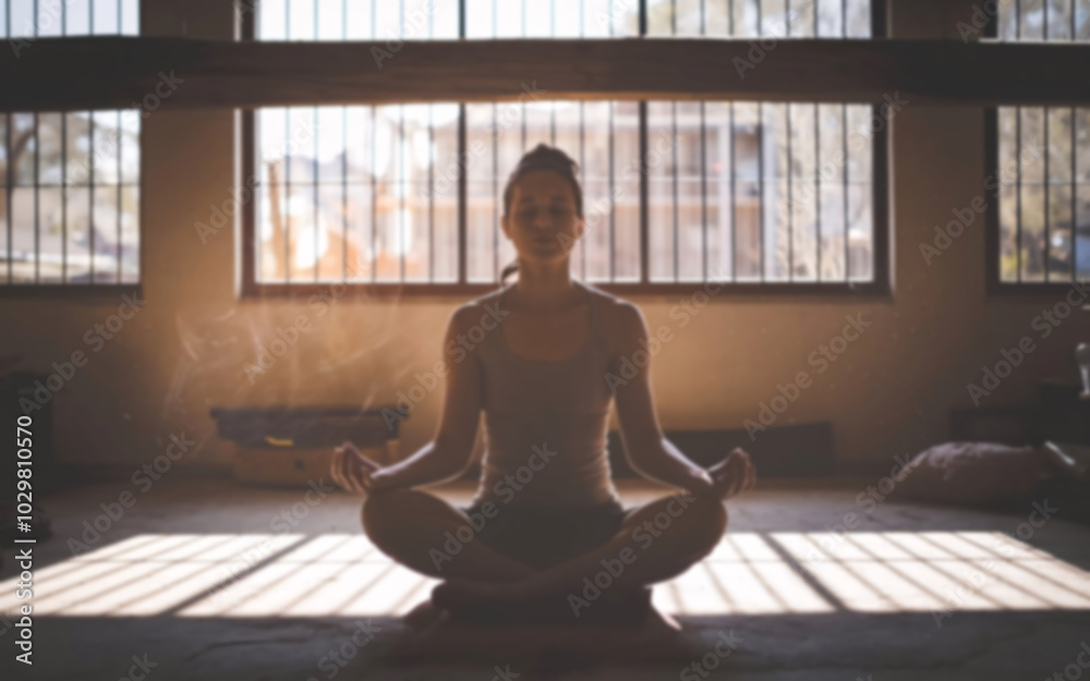 woman meditating in yoga position woman meditating in yoga position