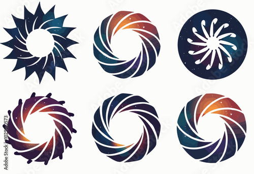 Abstract Star Orbit Vector Set: A Range of Unique Designs for Creative Expression