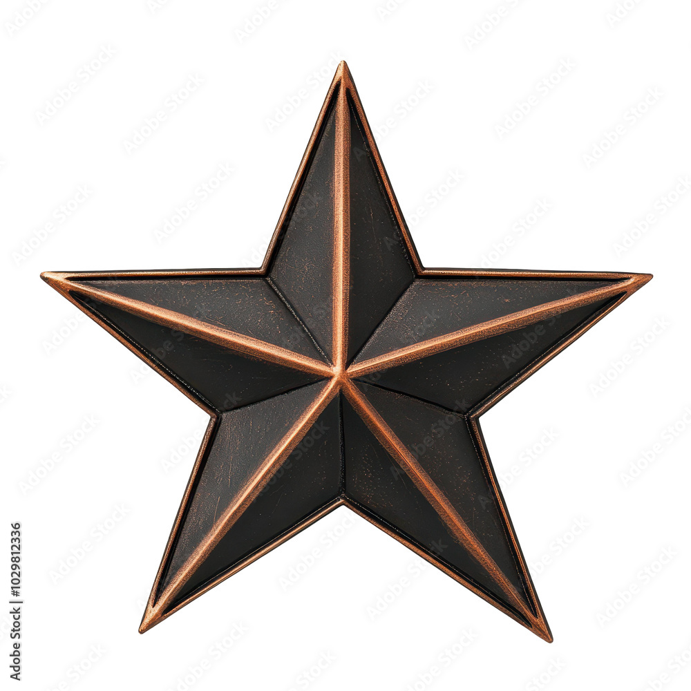 Obraz premium A bronze star stands out against a clean white backdrop, emphasizing its distinct shape and shiny finish. Perfect for awards.