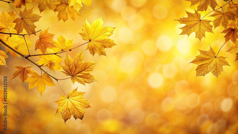 Vibrant yellow autumn leaves on a soft yellow background with shallow depth of field Vibrant yellow autumn leaves on a soft yellow background with shallow depth of field