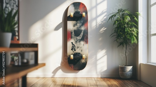 Skateboard Hanging on a Wall