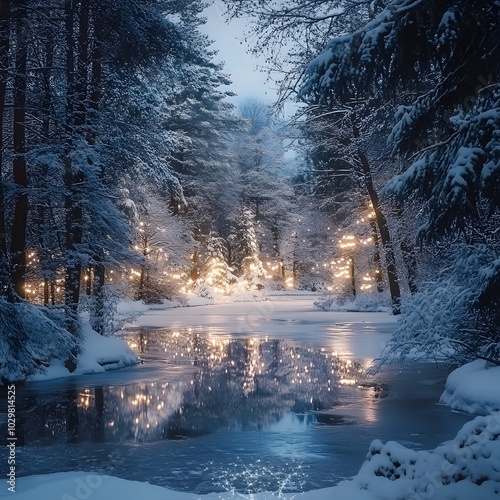 A magical winter wonderland with snow-covered trees