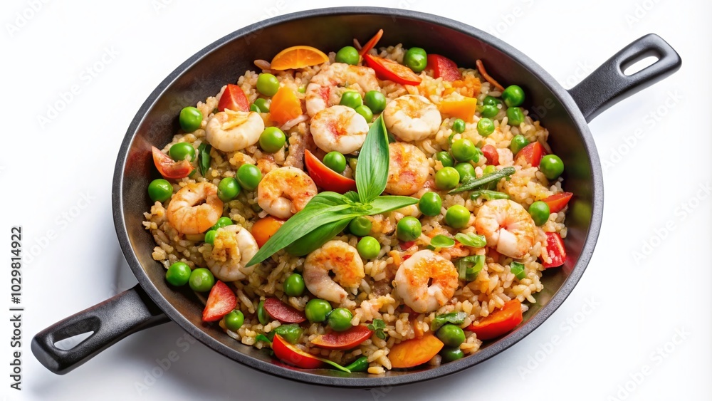 Delicious Thai Fried Rice on Pan - Top View Culinary Delight for Menu Inspiration Delicious Thai Fried Rice on Pan - Top View Culinary Delight for Menu Inspiration