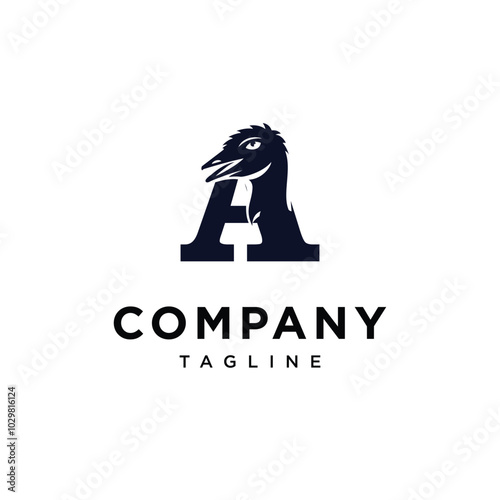 letter A Emu bird logo icon Vector