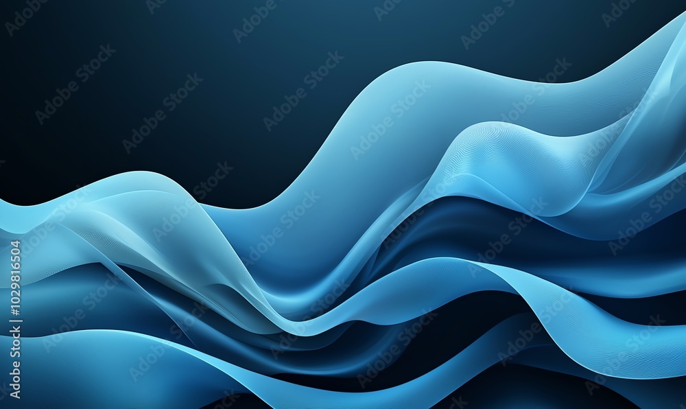 Obraz premium Abstract blue wave background with soft curves and smooth textures, ideal for modern design and creative projects.