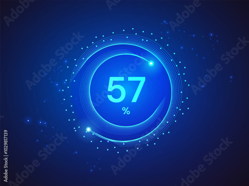 Electric Vehicle battery charging Status Dashboard Hologram Interface with Percentage Numbers in Abstract technology circle effect light blue vector design concept. Battery charging for ui, ev car.