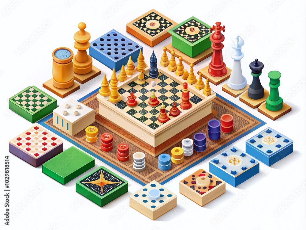 Diverse Board Games Collection for Conceptual Photography - Chess, Checkers, Backgammon, Darts, Dominoes, Playing Diverse Board Games Collection for Conceptual Photography - Chess, Checkers, Backgammon, Darts, Dominoes, Playing