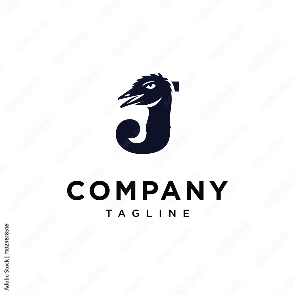 letter J Emu bird logo icon Vector letter J Emu bird logo icon Vector