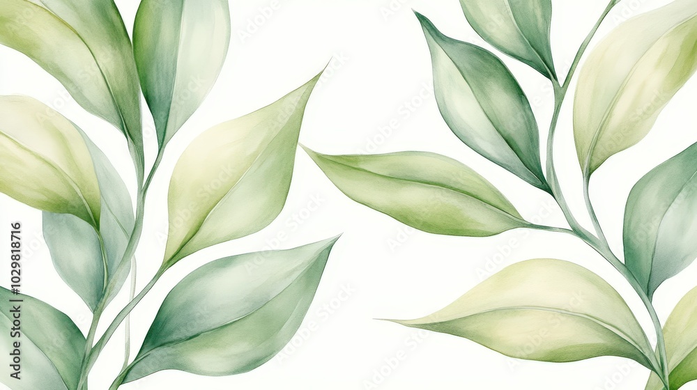 A beautiful painting of a leafy green plant with a white background. The painting captures the essence of nature and the beauty of the plant. The leaves are intricately detailed, with each vein A beautiful painting of a leafy green plant with a white background. The painting captures the essence of nature and the beauty of the plant. The leaves are intricately detailed, with each vein