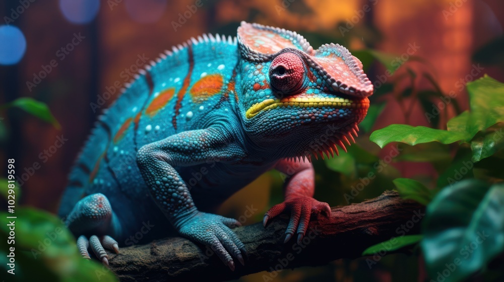 Fototapeta premium Vibrant Chameleon on a Branch