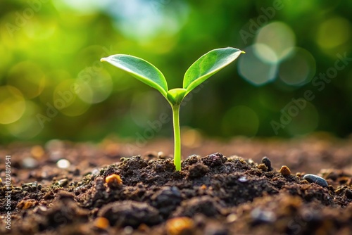 Symmetrical seed of plant on ground for germination