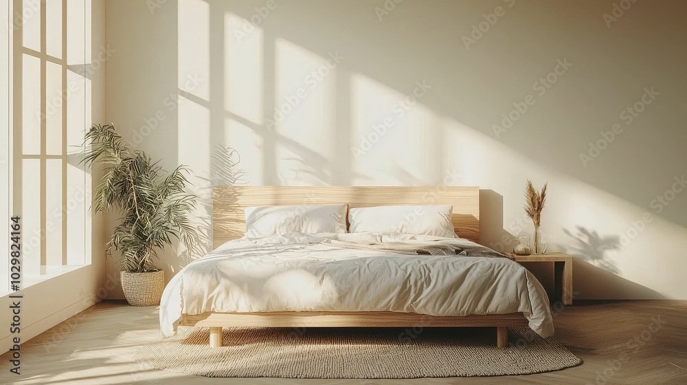 Minimalist Bedroom in Natural Light Minimalist Bedroom in Natural Light