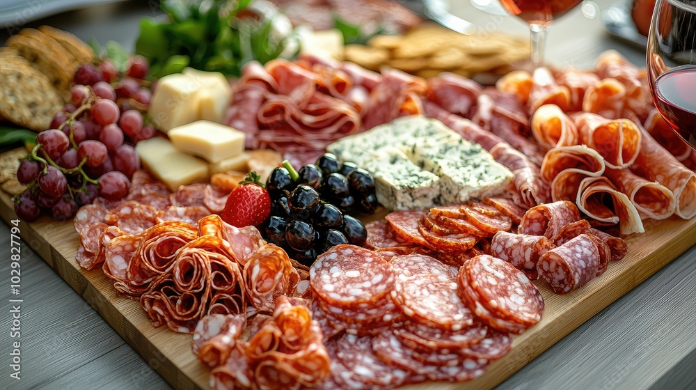 Beautifully Arranged Charcuterie Board Close Up Beautifully Arranged Charcuterie Board Close Up