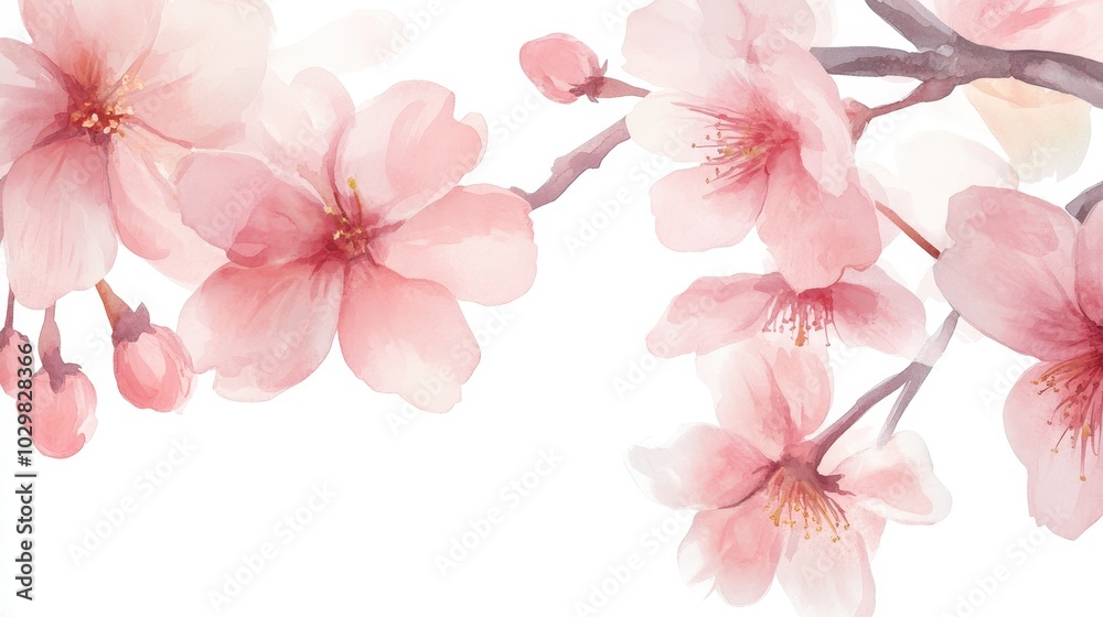 A watercolor painting of pink flowers with a white background. The flowers are arranged in a way that they seem to be reaching out towards the viewer, creating a sense of movement and life A watercolor painting of pink flowers with a white background. The flowers are arranged in a way that they seem to be reaching out towards the viewer, creating a sense of movement and life
