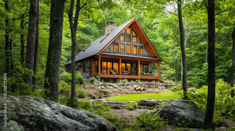 Rustic House Nestled in a Lush Forest Setting Rustic House Nestled in a Lush Forest Setting