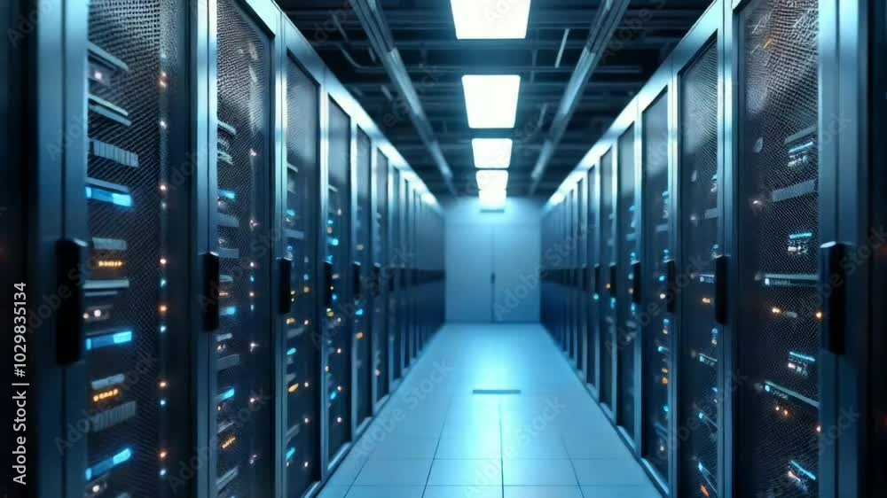 server room with server racks in data center banner. 3d illustration server room with server racks in data center banner. 3d illustration
