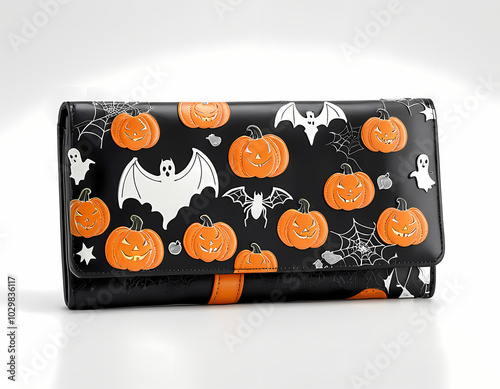 women's wallet adorned with Halloween-themed accessories