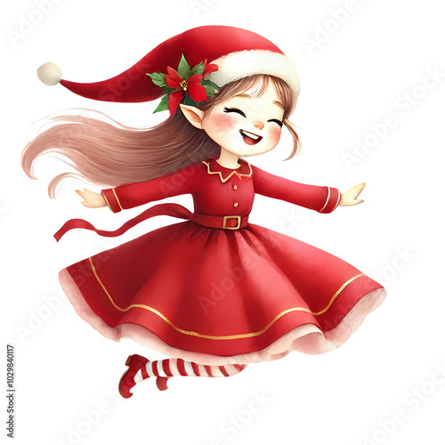 elf girl in a red dress